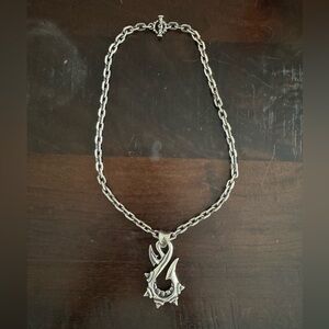 Bill Wall Custom Fish Hook Pendant with Chain in Solid Sterling Silver